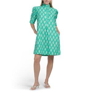 NAVY BLEU Green Westport Short Sleeve Mini Dress